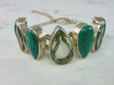 Womens Vintage Sterling Silver Multi Stone Bracelet