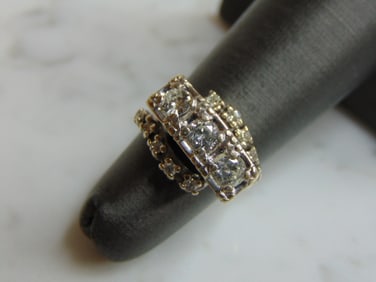 Womens Vintage Estate 14k White Gold Diamond Ring