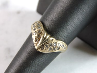 Womens Vintage Estate 14K Yellow Gold CZ Ring