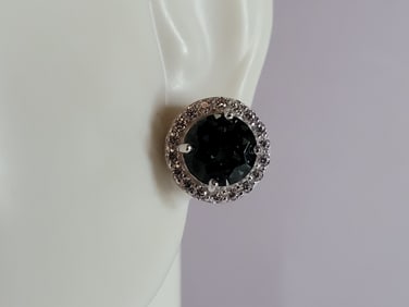 Womens Estate Sterling Silver Modernist CZ Earrings