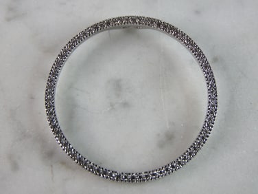 Womens Vintage Estate Sterling Silver CZ Eternity Pendant