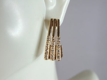 Womens Vintage Estate 14K Yellow Gold Diamond Earrings