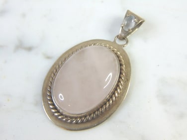 Womens Vintage Estate Sterling Silver Quartz Pendant