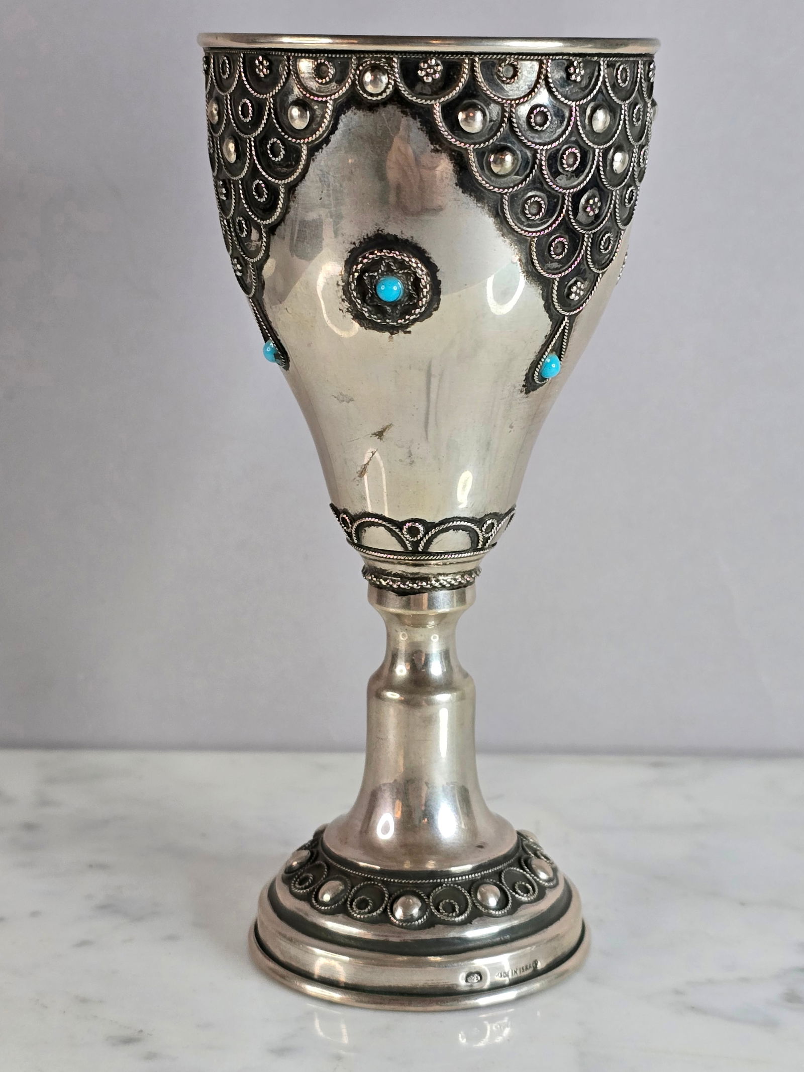 RELIGIOUS STERLING SILVER JEWISH JUDAICA JERUSALEM ISRAEL SHABBAT CUP (1 of 7)
