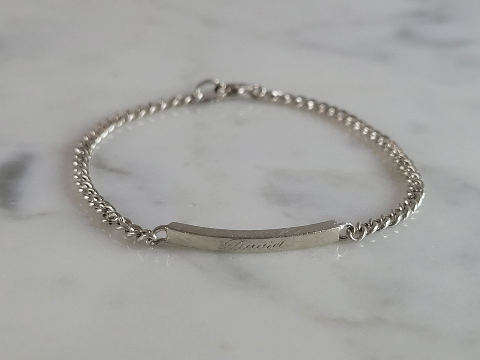 Childs Baby Toddler Vintage Estate Sterling Silver ID DAVID Bracelet (1 of 3)