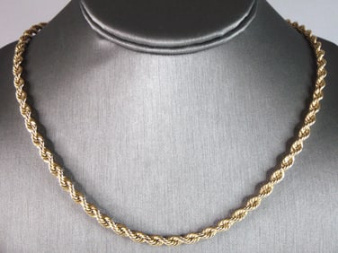 Mens Vintage Estate 14K Yellow Gold Rope Necklace