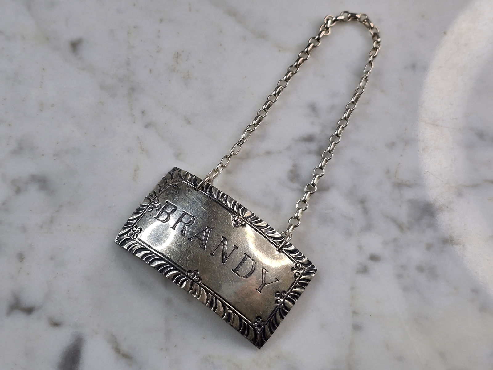 Sterling Silver Williamsburg Stieff Brandy Liquor Decanter Tag Label (1 of 4)