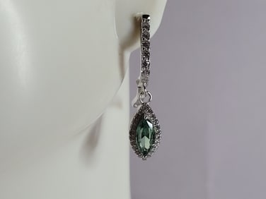 Womens Estate Sterling Silver Modernist CZ Earrings