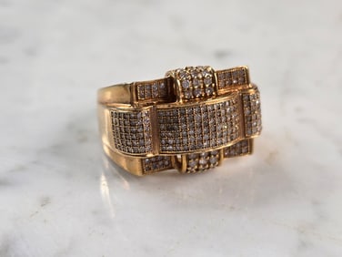 Womens Vintage Estate 10K Yellow Gold Diamond Ring