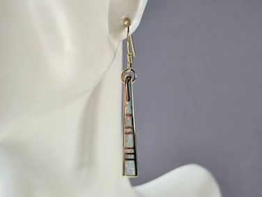Womens Sterling Silver Gold Tone Modernist Opal Earrings