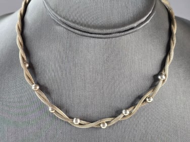 Womens Vintage Estate Sterling Silver Italian Mesh Necklace