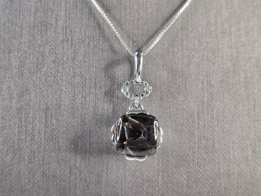 Womens Vintage Estate Sterling Silver Smoky Quartz Pendant Necklace