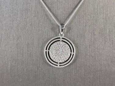 Womens Vintage Estate Sterling Silver Modernist Pendant & Necklace