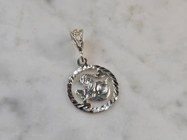 Womens Vintage Estate Sterling Silver Zodiac Capricorn Pendant