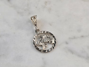 Womens Vintage Estate Sterling Silver Zodiac Scorpio Pendant