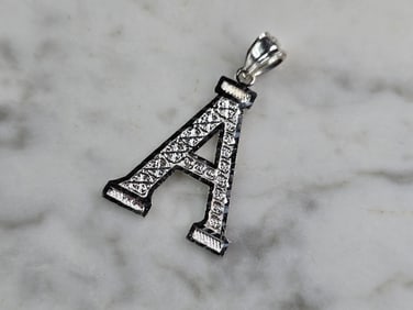 Womens Sterling Silver Initial Letter " A " Pendant