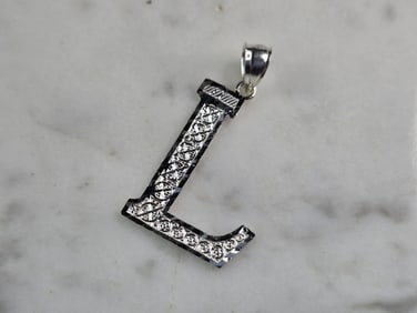 Womens Sterling Silver Initial Letter " L " Pendant