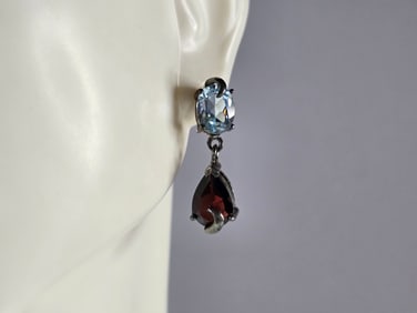 Womens Vintage Estate Sterling Silver Modernist Earrings