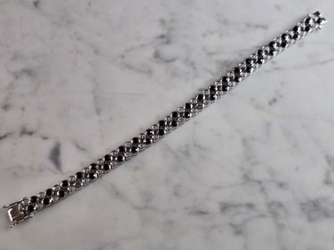 Womens Vintage Estate Sterling Silver Sapphire Bracelet
