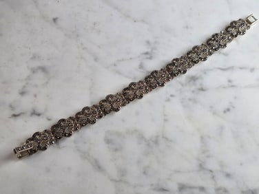 Womens Vintage Estate Sterling Silver Modernist Link Bracelet