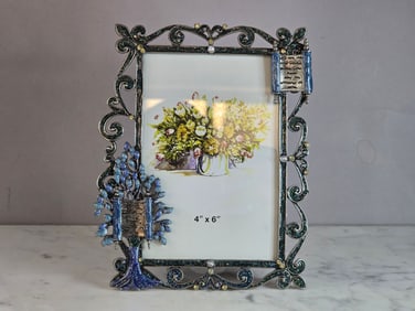 COLLECTIBLE JUDAICA JEWISH ENAMELED TORAH PICTURE FRAME