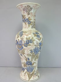 Decorative Chinese Porcelain Floral Temple Urn Vase