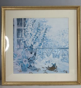 Vintage Estate Framed & Signed Gunn Floral Art Print