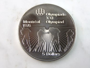 1976 $5 Canadian '76 Montreal Summer Olympics Silver Coin