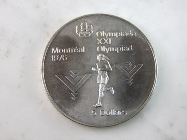 1975 $5 Canadian '76 Montreal Summer Olympics Silver Coin
