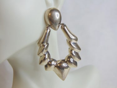 Womens Vintage Sterling Silver Modernist Earrings