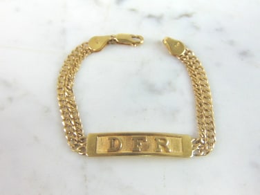 Womens Vintage Estate 14k Yellow Gold ID Bracelet