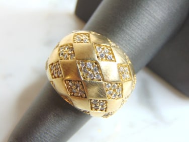 Womens Vintage Estate Sterling Silver CZ Ring