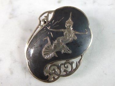 Womens Vintage Estate Sterling Silver Siam Brooch