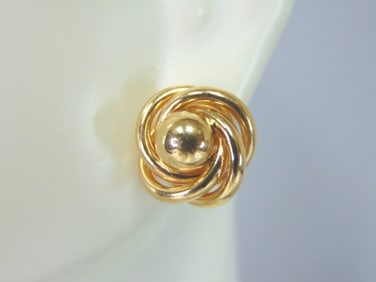 Pr Womens 14K Yellow Gold Infinity Knot Stud Earrings