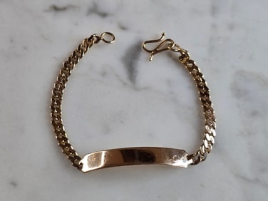Womens Vintage Estate 14k Yellow Gold ID Bracelet