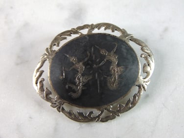 Womens Vintage Estate Sterling Silver Siam Brooch