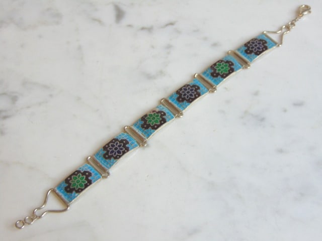 Womens Sterling Silver Flower Bracelet (1 of 3)