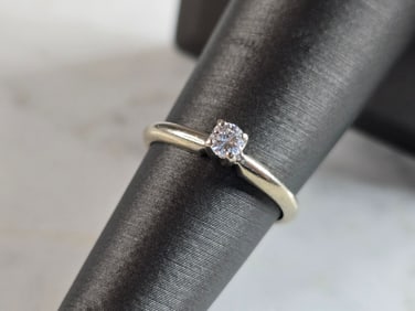Womens Vintage Estate 14k White Gold Diamond Engagement Ring