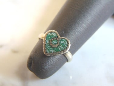 Womens Vintage Estate Sterling Silver Heart Ring