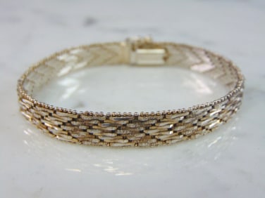 Womens Vintage Sterling Silver Herringbone Bracelet