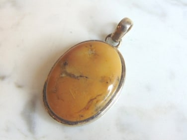 Womens Vintage Estate Sterling Silver Jasper Pendant