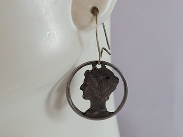 Pr Womens Vintage Estate Silver Mercury Dime 1942 Earrings