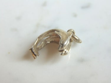 Womens Vintage Estate Sterling Silver Dolphin Pendant