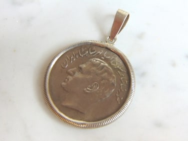 Vintage Estate Sterling Silver Foreign Coin Pendant