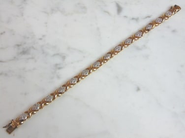 Womens Vintage Sterling Silver Gold Tone Bracelet