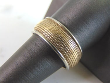 Mens Vintage Estate 14K Yellow White Gold Wedding Ring