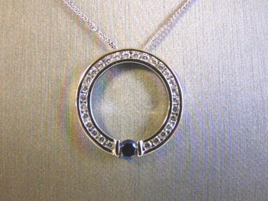 Vintage Sterling Silver Necklace w/ CZ Stone Pendant