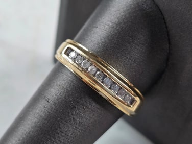 Mens Vintage Estate 10k Yellow Gold Diamond Ring