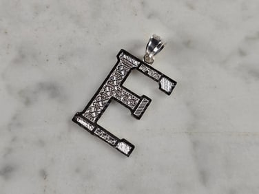 Womens Sterling Silver Initial Letter " E " Pendant