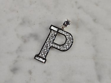 Womens Sterling Silver Initial Letter " P " Pendant